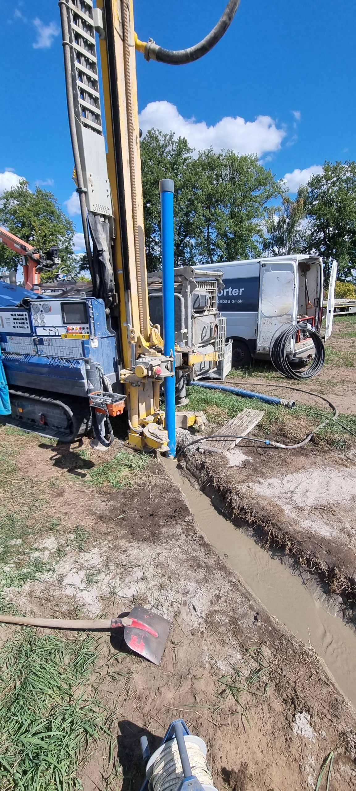 Seitansicht einer Bohrung für Trinkwasser- und Versorgungs­brunnen